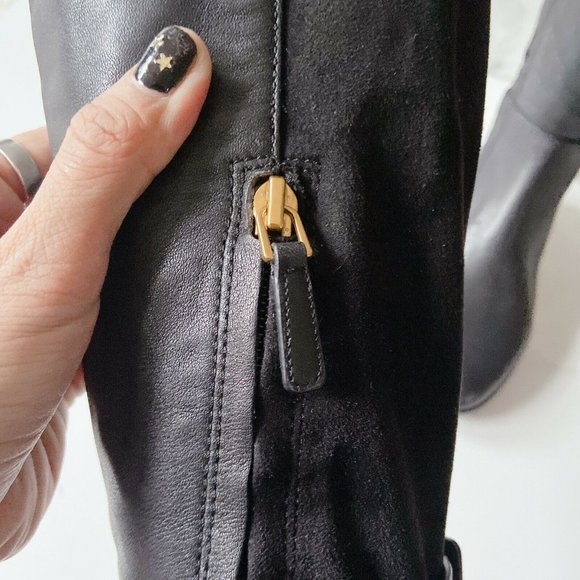 Tory Burch MARSDEN Over The Knee Stretch Riding Boot T LOGO Black Leather US 5 - Picture 10 of 12